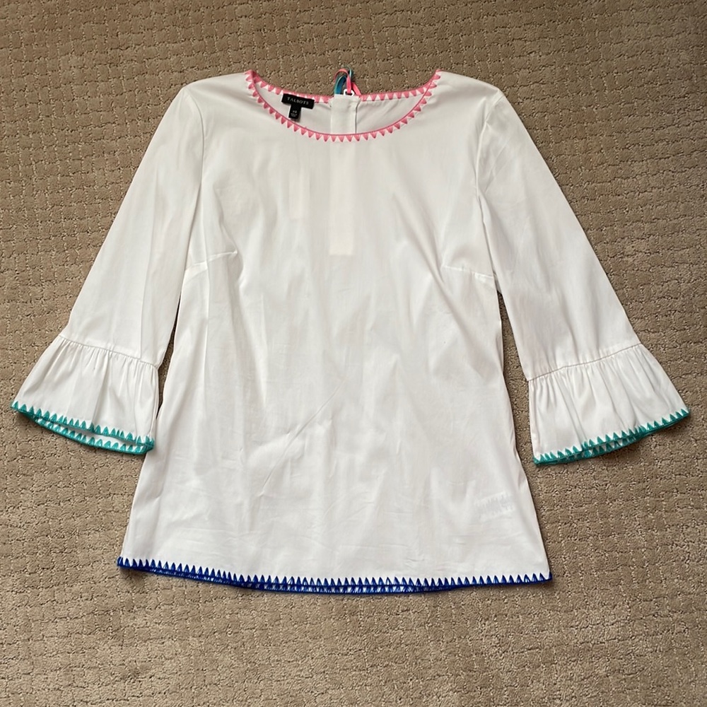 Talbots Embroidered Trim Top
